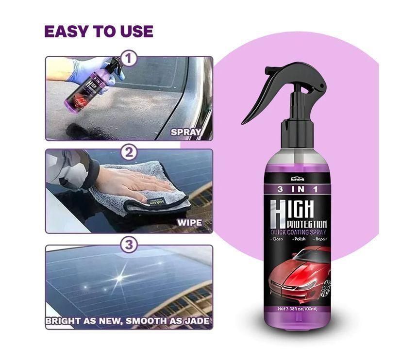 3 in 1 High Protection Quick Car Ceramic Coating Spray - Car Wax Polish Spray 200 ML (Pack of 3)